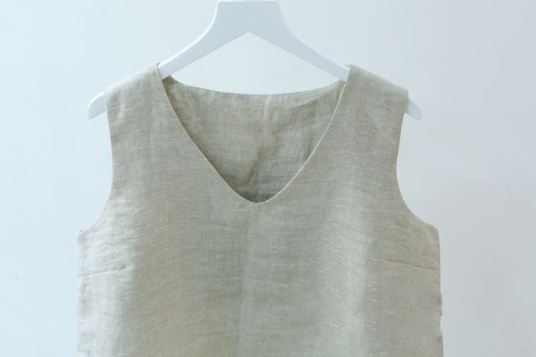 100% Linen V-Neck Summer Casual Vest For Women Summer Underwear - Image 4