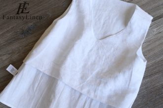 100% Linen V-Neck Summer Casual Vest For Women Summer Underwear