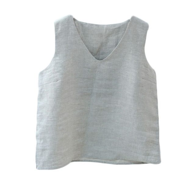 100% Linen V-Neck Summer Casual Vest For Women Summer Underwear - Image 6