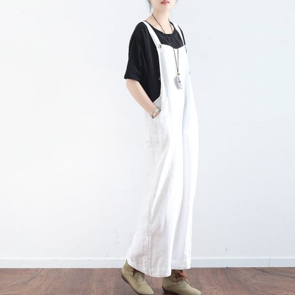 Loose Casual Linen Wide Leg Overalls For Women - Image 6