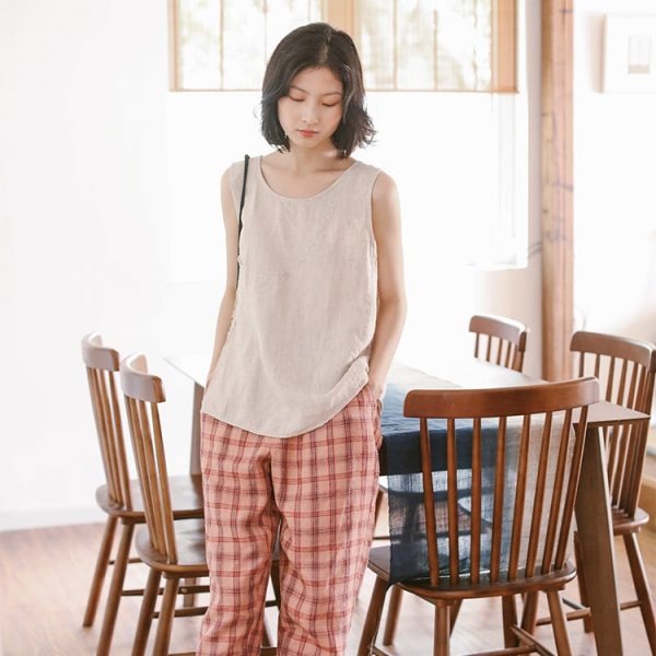 Summer Casual Yellow And Beige Vest Women Loose Cool Tank Top T9413 - Image 7