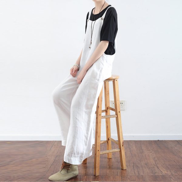 Loose Casual Linen Wide Leg Overalls For Women - Image 9