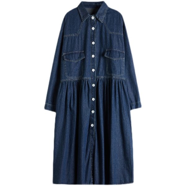 Casual Plus Size Dresses, Denim Long Dress, Casual Shirt Dress - Image 5