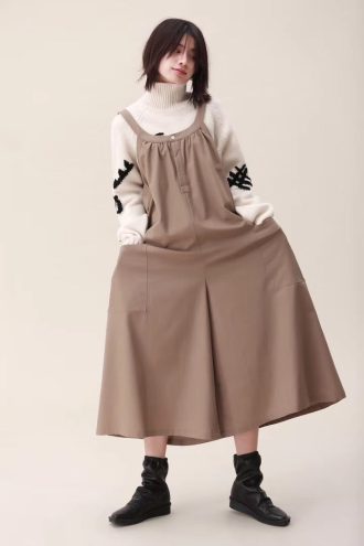 Spring Wide Leg Overalls Cotton Warm Casual Women Jumpsuits /Trousers