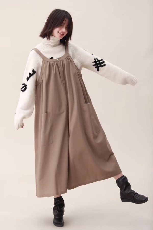 Spring Wide Leg Overalls Cotton Warm Casual Women Jumpsuits /Trousers - Image 5