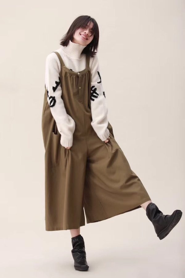 Spring Wide Leg Overalls Cotton Warm Casual Women Jumpsuits /Trousers - Image 8