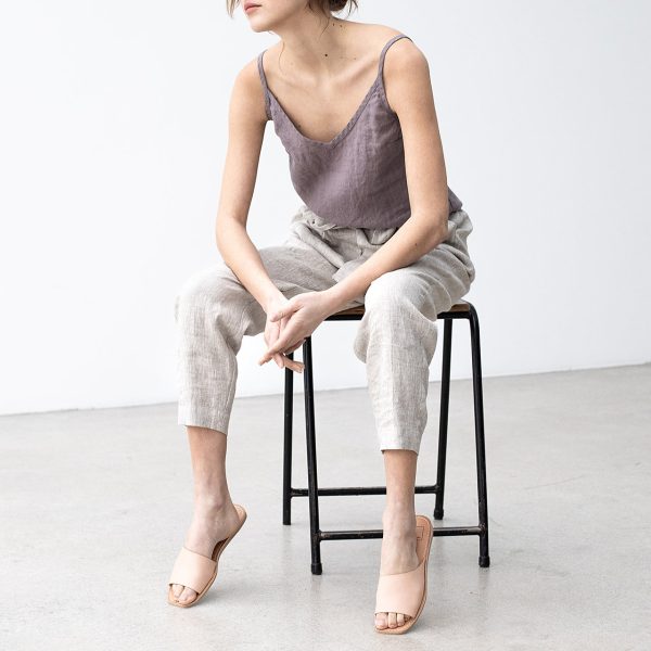 Linen Soft Summer Top / V neck Linen Slip Top Handmde Linen Women Blouse - Image 4