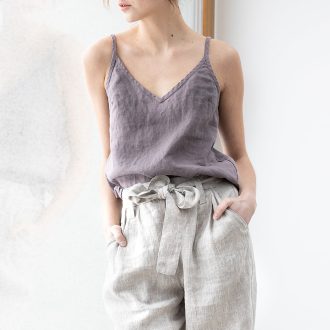 Linen Soft Summer Top / V neck Linen Slip Top Handmde Linen Women Blouse