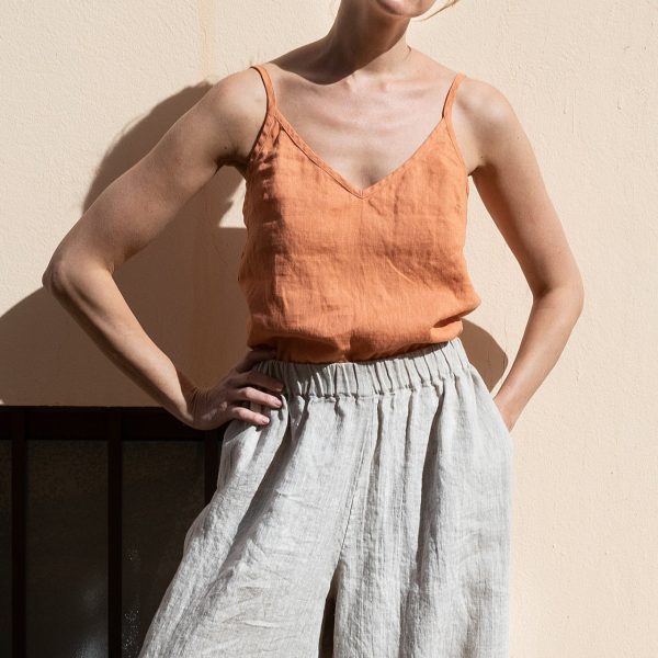 Linen Soft Summer Top / V neck Linen Slip Top Handmde Linen Women Blouse - Image 5
