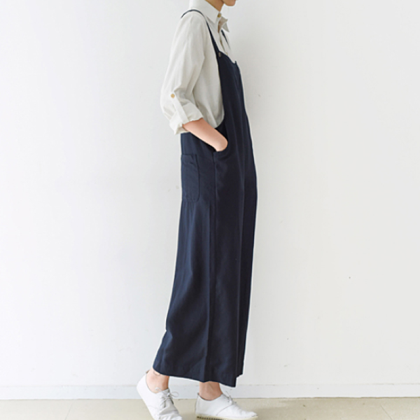 Loose Casual Linen Wide Leg Overalls For Women - Image 3