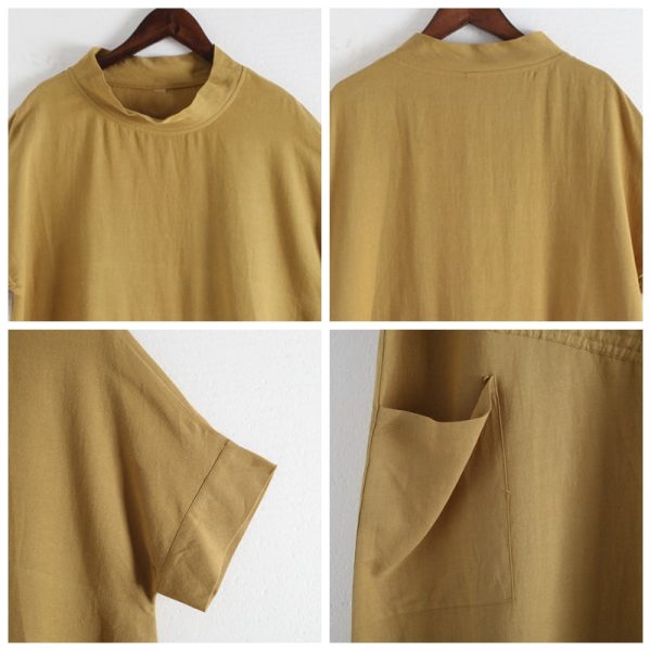 Women's Casual Loose Linen Pure Color Dress - Image 8