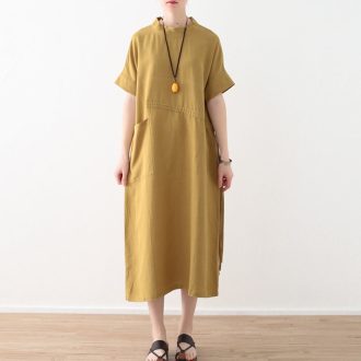 Women's Casual Loose Linen Pure Color Dress