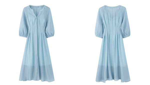 Women Casual And Comfortable V-Neck Long Dress With A-Line Hem For Summer Vacation - Image 5