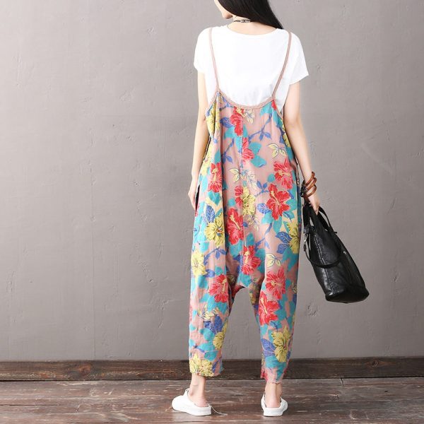 National Casual Floral Overalls Women Cotton Clothes K1862 - Image 2